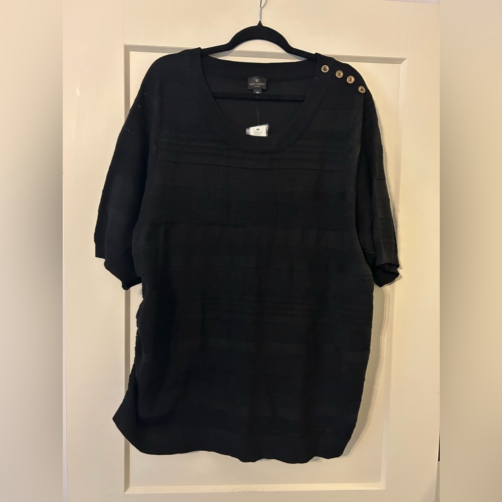 Worthington Woman Sweater Short Sleeve Plus 3X Black New